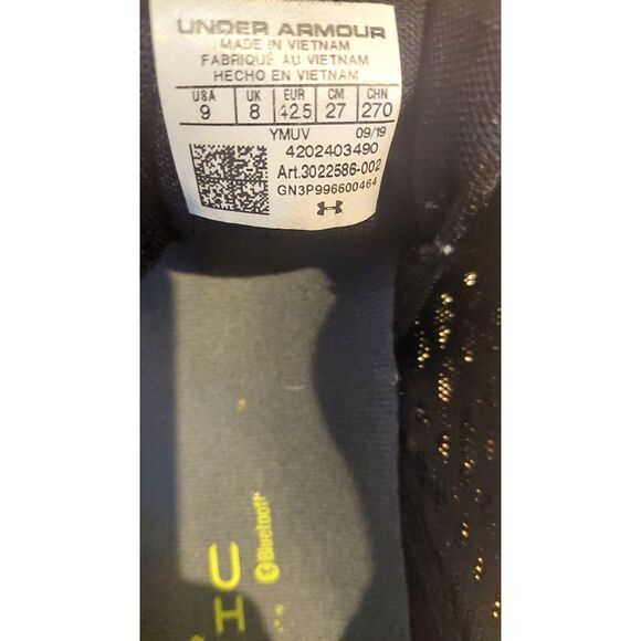 Under Armour HOVR Sonic 3 Running Shoes Mens 9 Black / Lime Green MapMyRun - Picture 7 of 8